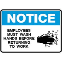 Brady Safety Sign Notice Wash Hands Before Returning To Work (Picto) 450W x 300mmH Poly