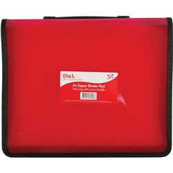 Stat A4 2R Zipper Binder With Handle 25mm Red