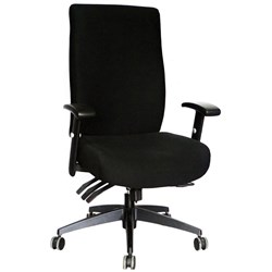 Piazza High Back Office Chair With Seat Slide and Arms Antimicrobial Black Fabric