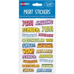 Avery Merit Stickers Comic 20 Designs Assorted Colours 80 Stickers