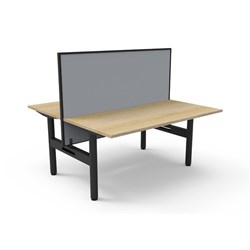 Rapidline Halo Static Back To Back Workstation + Screen 2 Person 1500Wx1330mmH Oak/Black