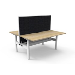 Rapidline Halo Static Back To Back Workstation+Screen+Tray 2 Person 1500W x 1330mmH Oak/Wht