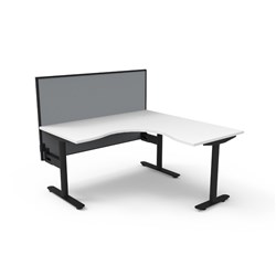 Rapidline Halo Static Corner Workstation + Screen 1500/1500W x 1330mmH White/Blk