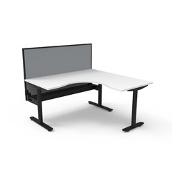 Rapidline Halo Static Corner Workstation + Screen + Tray 1500/1500W x 1330mmH White/Blk