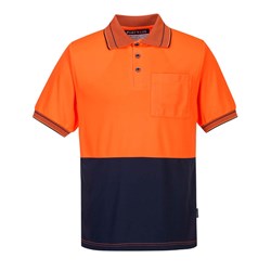 Portwest Hi-Vis Micro Mesh Polo Shirt Short Sleeve 9XL Orange And Navy