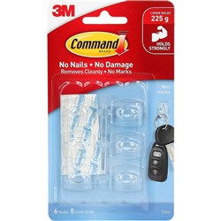 Command 17006CLR Hooks Mini Pack Of 6 Clear