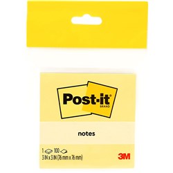 Post-it 654-1CY Notes original 76 x 76mm Yellow Pad 100 Sheets