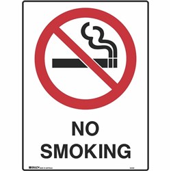 Brady Prohibition Sign No Smoking 450W x 600mmH Metal White/Red/Black